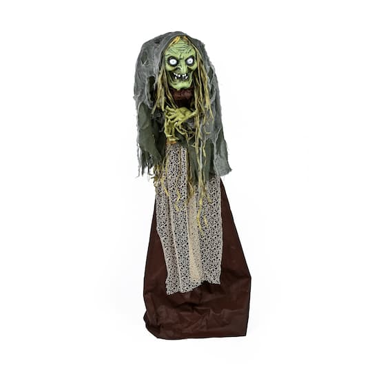 59&#x22; Halloween Sound Activated Animated Green Witch
